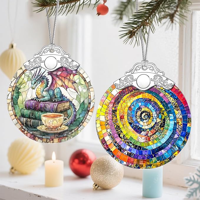 Christmas Ornaments, Christmas Decorations for Tree, Keepsake Ornaments, Holiday Ornament, Holiday & Xmas Gifts, Gifts for Art Lovers & Color Lovers - Rainbow Spiral-Theme