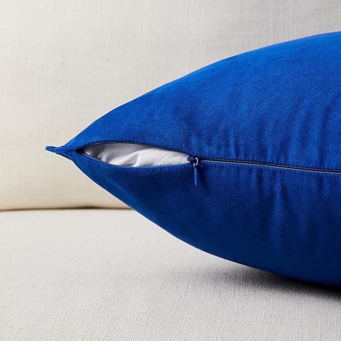 Fancy Homi 2 Packs Royal Blue Long Lumbar Decorative Throw Pillow Covers 12x24 Inch for Living Room Couch Bed Sofa, Modern Boho Home Decor, Soft Faux Suede Solid Rectangle Accent Cushion Case 30x60 cm
