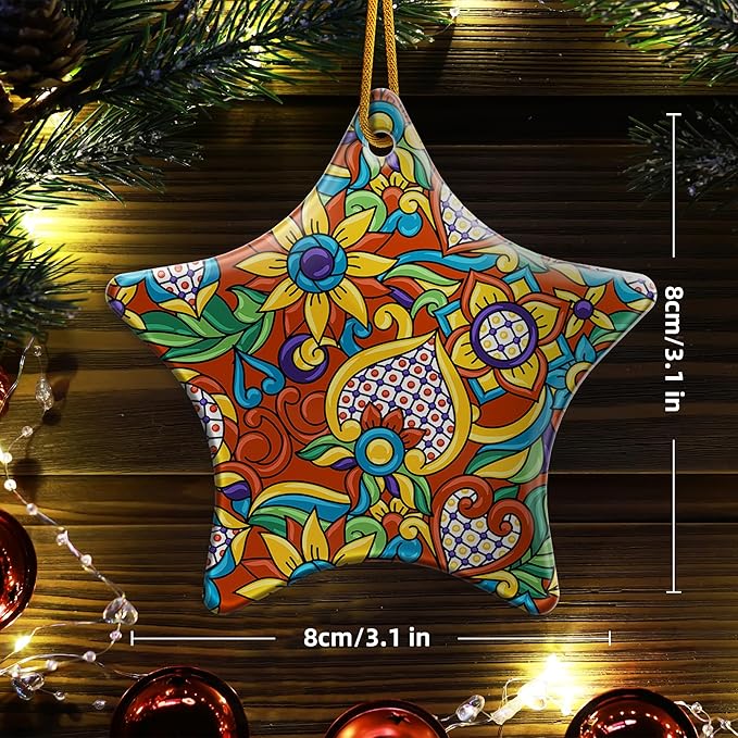 Christmas Ornaments 2025,Mexican Talavera Ornaments for Christmas Tree Holidays Ornaments Decorations,adornos de Navidad Ceramic Ornaments Xmas Gifts Idea for Home Decor