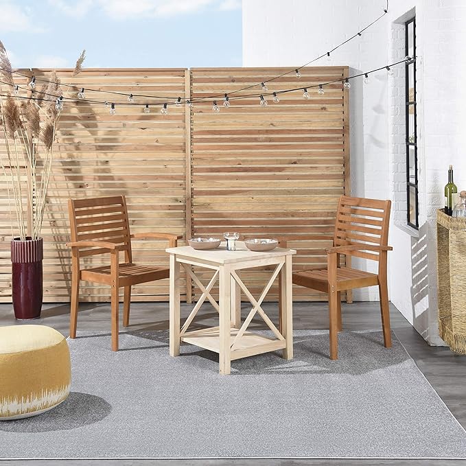 Nourison Home Essentials 5' x Square Silver Gray Fabric Outdoor Area Rug (5' Square)