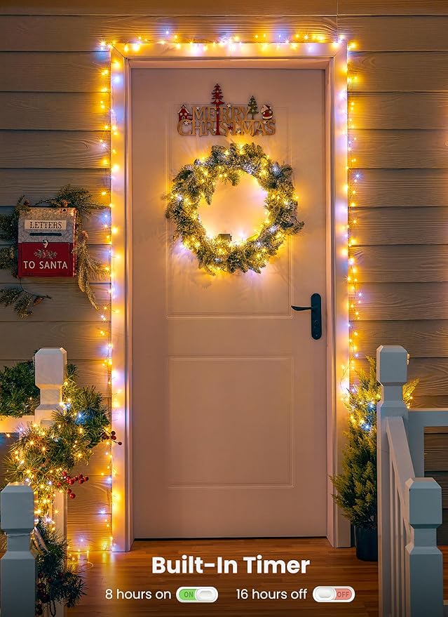 Twinkle Lights Battery Operated, 4 Packs Total 40FT 480LED Garland Lights Indoor, Battery Operated Fairy Lights for DIY Wreath Home Bedroom Christmas Decorations, Firecracker Starry Light, Timer