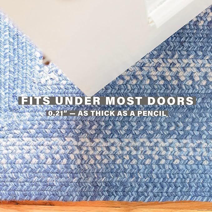 Homespice Denim Blue Oval Braided Rugs 2x3' - Country Oval Bathroom Rugs, Durable, No Shed Jute for Low Maintenance.
