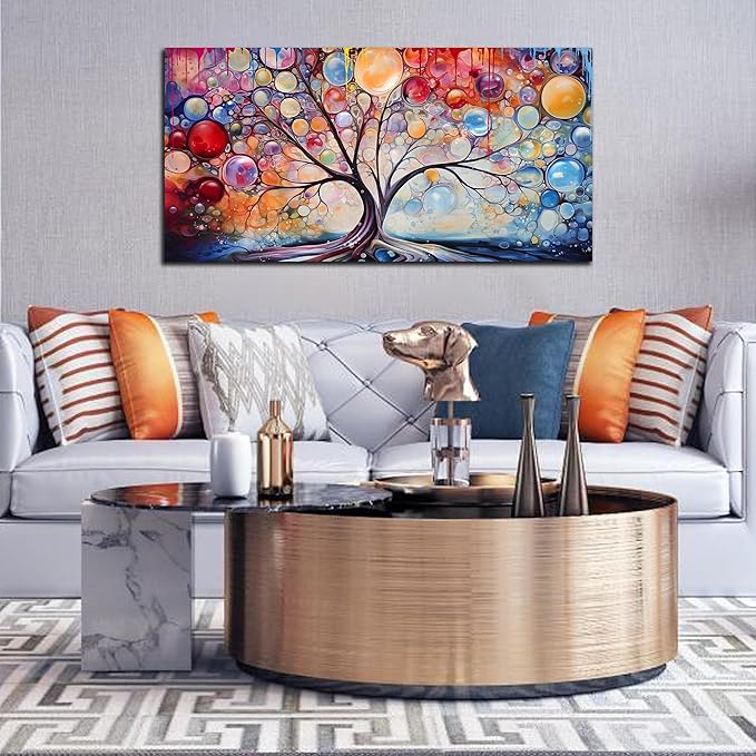 SIXTTART Tree Pictures Wall Decor Living Room - Colorful Artwork for Wall - Large Canvas Wall Art Ready to Hang Size 20" x 40"