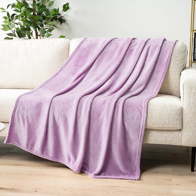 PAVILIA Fleece Blanket Throw Twin Size | Super Soft, Plush, Luxury Flannel Throw | Lightweight Microfiber Blanket for Sofa Couch Bed (Lavender Light Purple, 60x80 inches)