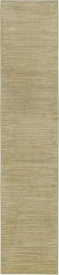 Nourison Home Essentials Indoor/Outdoor Green Gold 2'2" x 7'6 Area Rug, Easy Cleaning, Non Shedding, Bed Room, Living Room, Dining Room, Backyard, Deck, Patio (2x8)