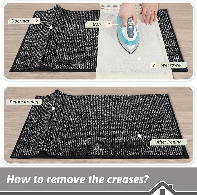 BEQHAUSE Dirt Trapper Door Mat 20" x 48", Non-Slip Washable Doormats Entrance Mat, Dirt Resistant and Absorbent Welcome Mat, Low Profile Floor Mats for Front Back Door and Entryway, Black