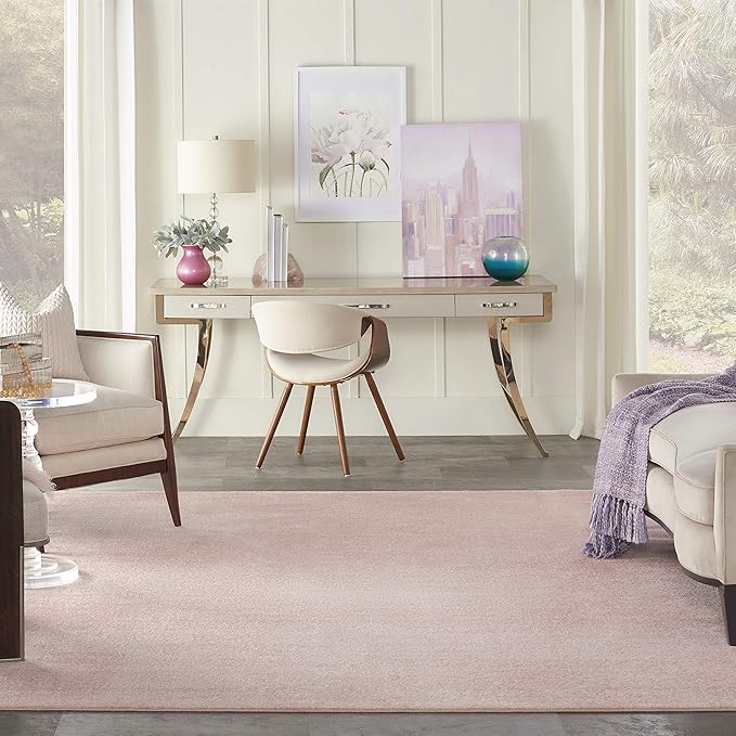Nourison Essentials Indoor/Outdoor Pink 9' x 12' Area Rug, Easy Cleaning, Non Shedding, Bed Room, Living Room, Dining Room, Backyard, Deck, Patio (9x12)