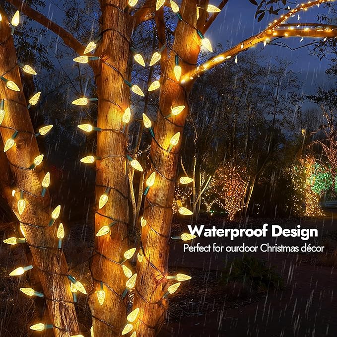 WBao C6 Battery Operated Christmas Lights 60 LED 20ft String Lights with 8 Modes, Auto Timer, Waterproof for Indoor Outdoor Christmas Trees, Fence, Stairs Xmas Decorations, Warm White