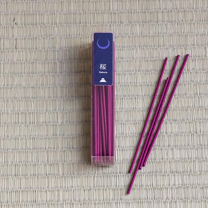 Asayu Japan Low Smoke Incense Sticks - Japan Set (Green Tea + Sakura Cherry Blossom), 40gr (Each Scent 20g), for Yoga, Zen Meditation and Relaxation - Smokeless for Less Irritation