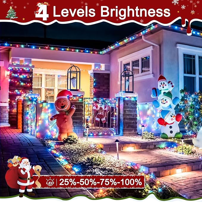394FT 1200 LED Christmas Lights Outdoor, Christmas Tree Lights Plug in, 8 Modes Twinkle String Lights for Bedroom Wedding Party Holiday Xmas Home Decorations Multicolored
