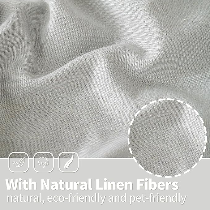 YoungsTex Grey Linen Curtains 63 Inch Length 2 Panels with Grommet for Living Room, Light Filtering Drapes No See Through Privacy for Bedroom, 52 X 63 Inch