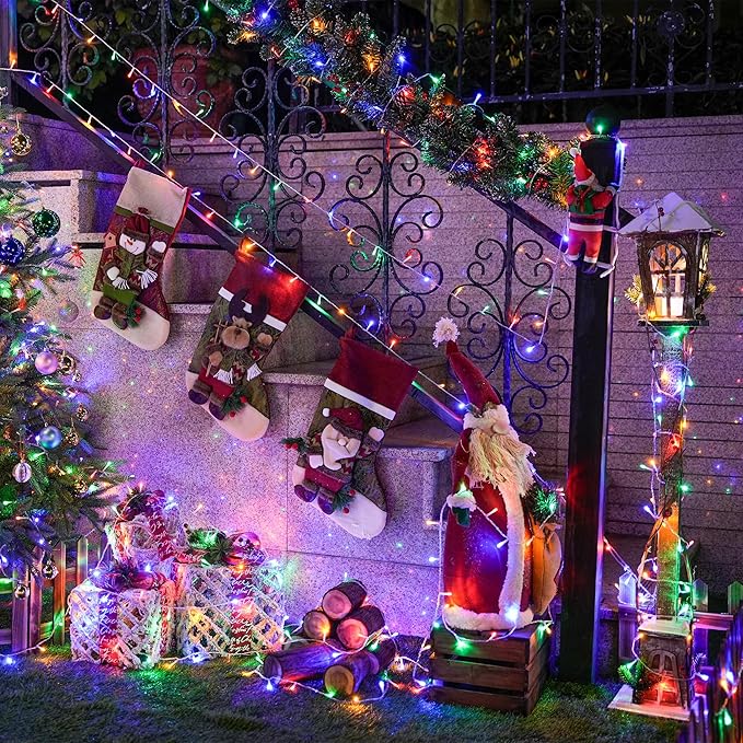 JMEXSUSS 250 LED Christmas Lights Indoor, 91.5ft Connectable Multicolor Christmas Lights Outdoor Waterproof, 8 Modes String Light Plug in for Wedding Party Garden Decorations