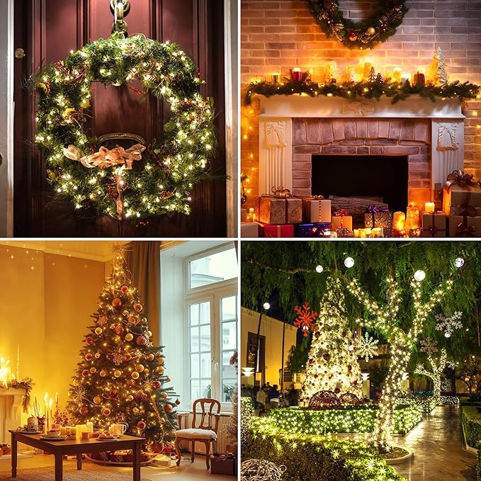 99FT 300 LED Christmas String Lights End-to-End Plug 8 Modes Indoor Lights with Timer, Outdoor Indoor Fairy Lights Christmas Tree Patio Garden Holiday Warm White