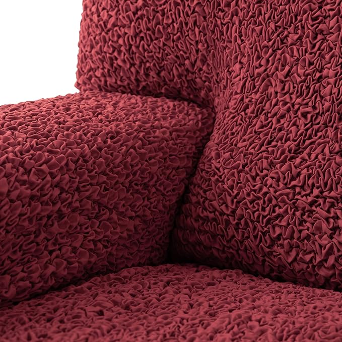 PAULATO BY GA.I.CO. Ottoman Cover Stool Cover Pouf Slipcover - Soft Polyester Fabric Slipcover - 1-Piece Form Fit Stretch Furniture Protector - Microfibra Collection - Burgundy (Ottoman)