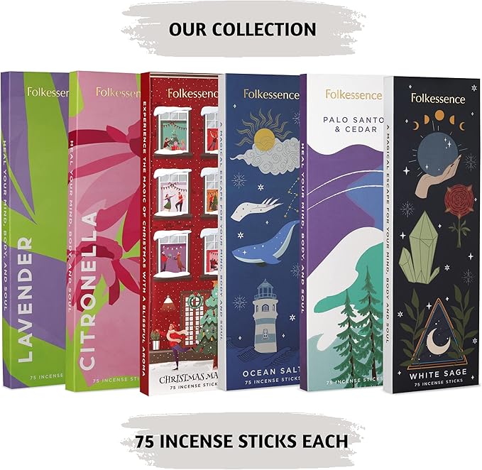 Folkulture Incense Sticks (75 Sticks) |8" Premium Palo Santo & Cedar Incense Sticks for Deep Sleep, Aromatherapy, Relaxation Gifts|No Charcoal,Organic,Non Toxic, 45 Mins, Long Burning Insence-Sticks