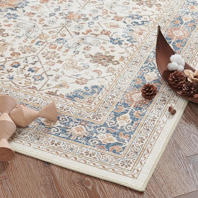 jinchan Runner Rug 3x7 Washable Hallway Rug Distressed Orange Multi Vintage Floral Runner Kitchen Floor Cover Indoor Mat Retro Entryway Living Room Bedroom Office Farmhouse