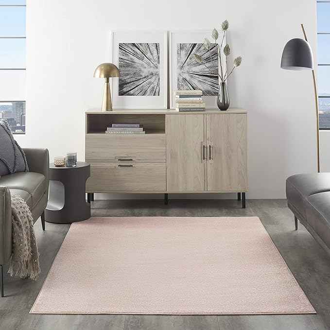 Nourison Essentials Indoor/Outdoor Pink 4' x 6' Area Rug, Easy Cleaning, Non Shedding, Bed Room, Living Room, Dining Room, Backyard, Deck, Patio (4x6)
