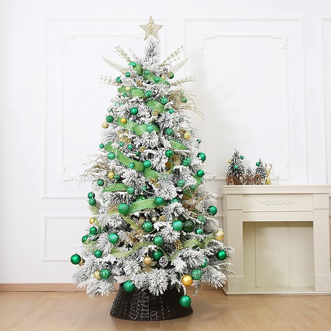 20ct Green Christmas Ball Ornaments Shatterproof Plastic Christmas Tree Decorations for Xmas Party Home Office Holiday Decor -Large Size (3.15", 80mm)