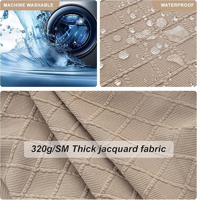 Genina Waterproof Seat Covers for Dining Room Chairs Covers Dining Chair Slipcovers Protector, No Rear Covers (Khaki, 6 Pcs)
