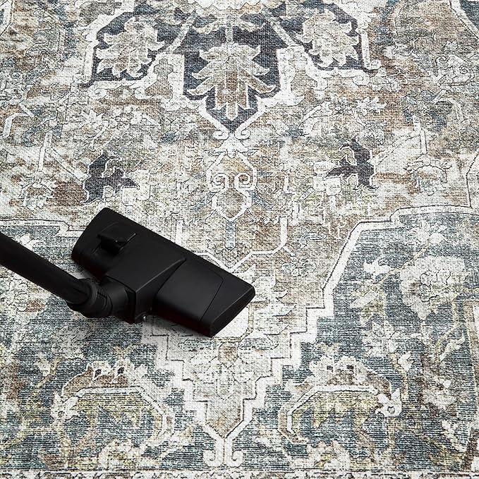Keen Home Design 5x7 Rug - Machine Washable Area Rug with Non-Slip Backing, Ideal for Living Room, Dining Room, Bedroom - Vintage, Easy Clean, Durable, Low Pile - (5' x 7')