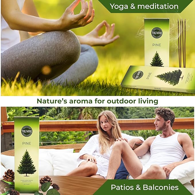Pine Incense Sticks - Bulk Pack of 100 Insence-Sticks - Made with Natural Pino Oil - Scented Incienso Aromaticos Non Toxic Inscent Insense