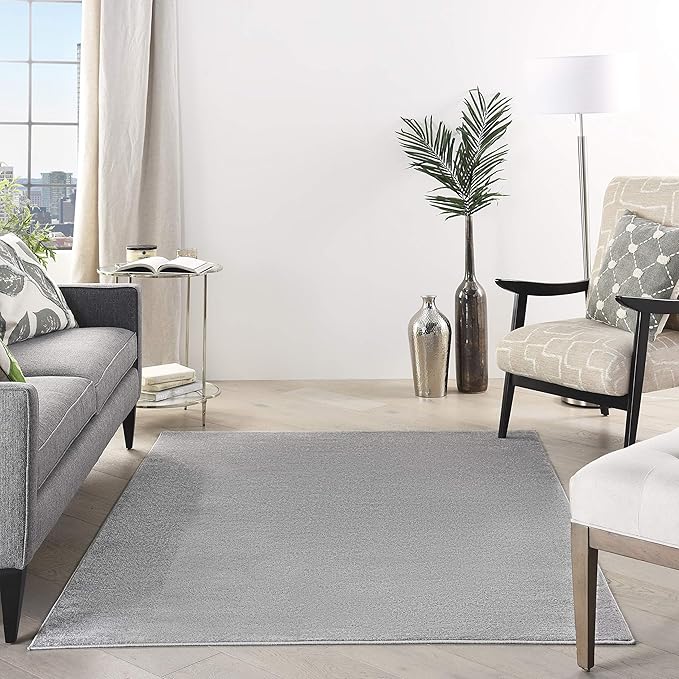 Nourison Home Essentials Indoor/Outdoor Silver Grey 6' x 9' Area Rug, Easy Cleaning, Non Shedding, Bed Room, Living Room, Dining Room, Backyard, Deck, Patio (6x9)