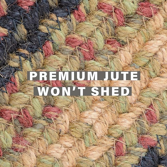 Homespice Highland Multi Color Braided Rugs 8x10' - Country Style Jute Braided Area Rugs for Living Room and Dining Room