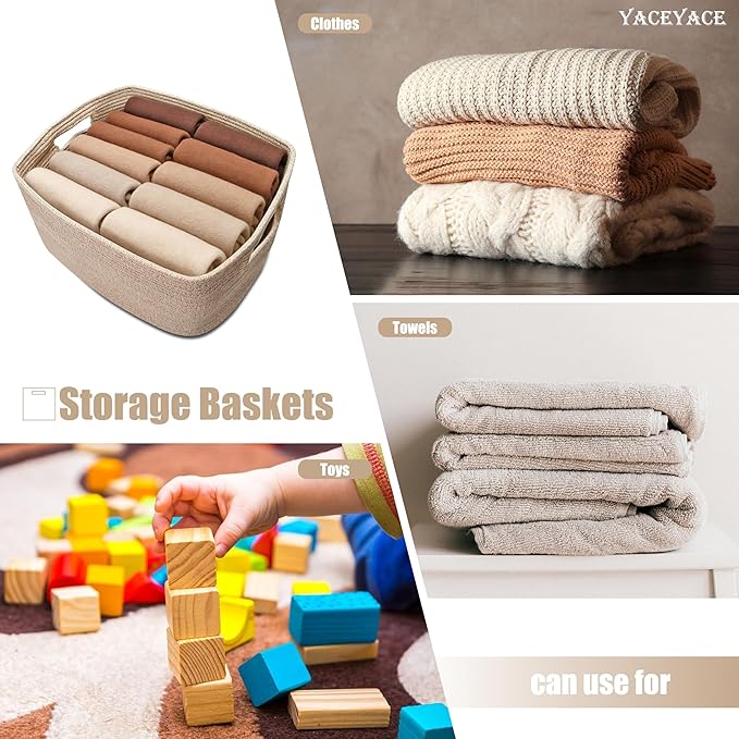 Storage Bins for Shelves, 3 Pack Storage Cubes Bins for Home Organizing, Decorative, Cotton Blend, Foldable Baskets for Bedroom, Livingroom