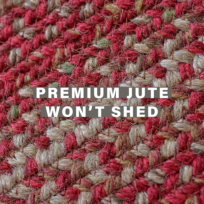 Homespice Apple Pie Oval Area Rugs 6x9' - Premium Jute Oval Braided Rug for Country Decor