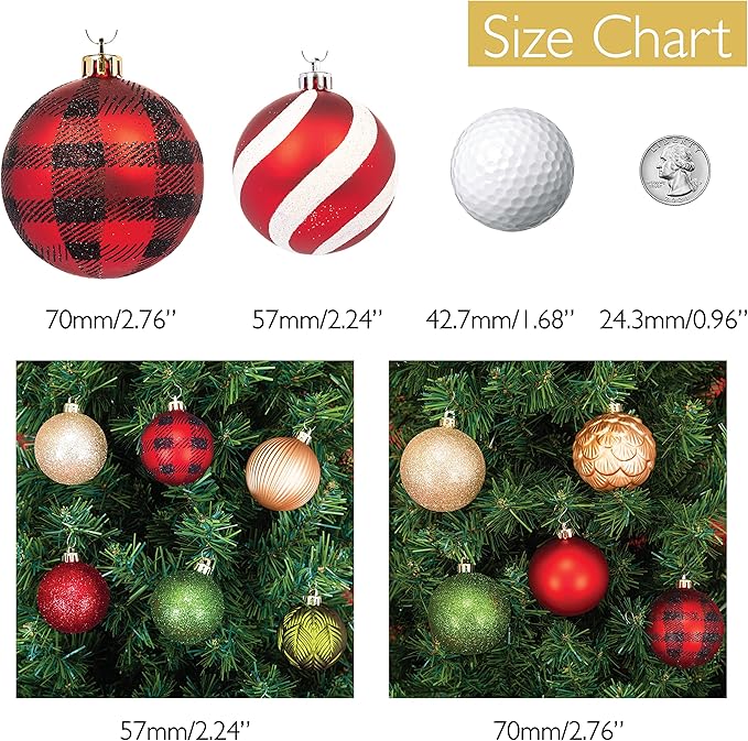Every Day is Christmas Ornaments, Shatterproof Christmas Tree Ornament Set, Christmas Balls Decoration (50 Count 2.24"/57mm, New Woodland)