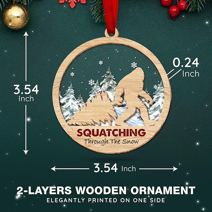Bigfoot Ornament - Bigfoot Ornaments for Christmas Tree - A Quirky Sasquatch Christmas Tree Topper, Unique Gift for Bigfoot Lovers, Perfect Ornaments for Holiday Decor, Sasquatch and Big Foot Gifts