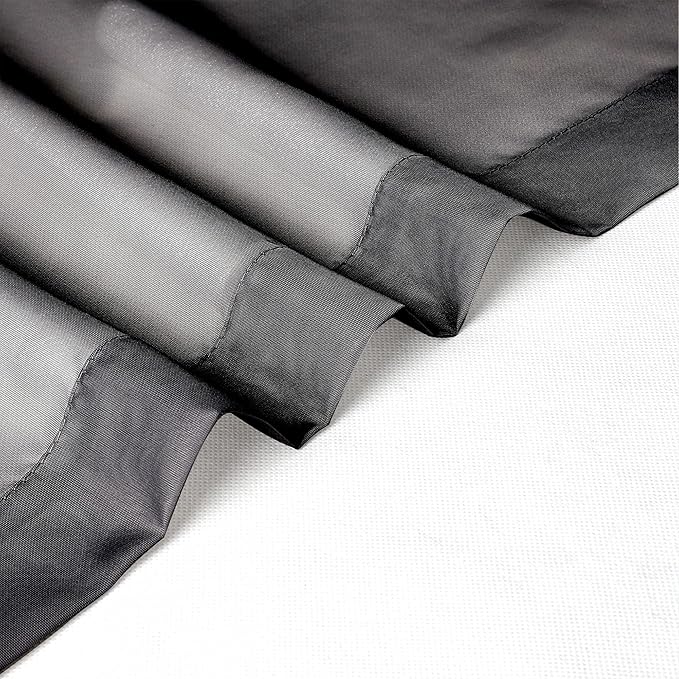 Lecloud Black Sheer Curtains 45 Inch Long 2 Panels, Short Voile Drapes for Dinning Small Windows, Light Filtering Voile Curtain for Living Room Bedroom Bathroom, Dual Rod Pocket, 40" Wx45 L