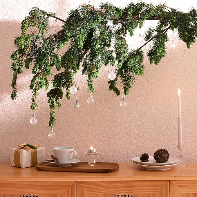 DecorbyHannah Mini Christmas Tree Ornaments, 35ct 1.18inches White Christmas Ball Ornaments for Tree Decorations, Small Clear Shatterproof Plastic Hanging Balls Bulk for Xmas, Party, Wedding