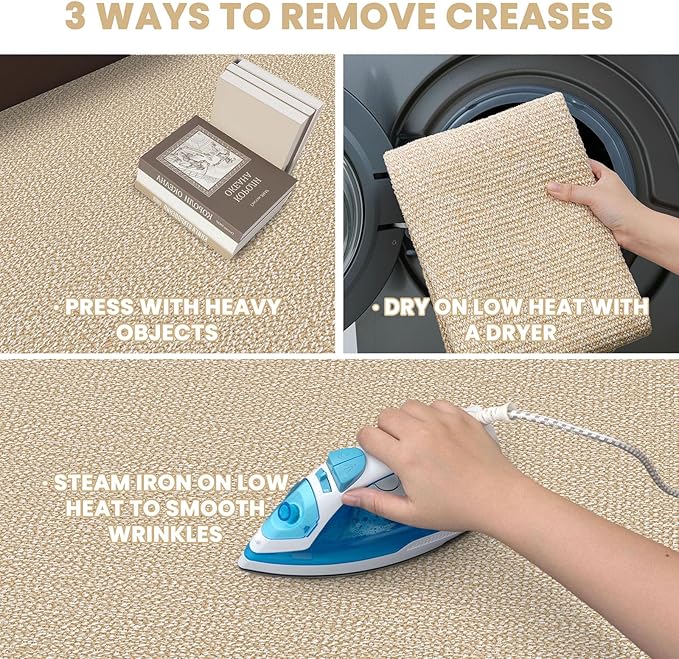EARTHALL Extra Long Runner Rug 3x18 Ft Washable Runners for Hallways Cotton Non Slip Entryway Runner Braided Kitchen Runner Indoor Outdoor Carpet Runners for Hotels, Officel, Stair, Golden Beige/White