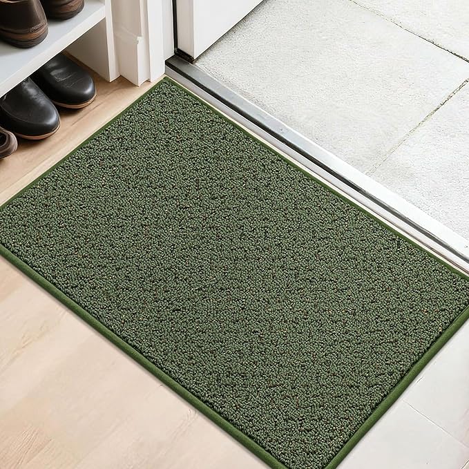 COSY HOMEER-Door-Mat 20" x 32" Non Slip Absorbent Entryway Rugs Dirt Trapper Doormats Washable Entrance Mats Low Pile Welcome Floor Mat for Front Back Door and Entry Mats,Green