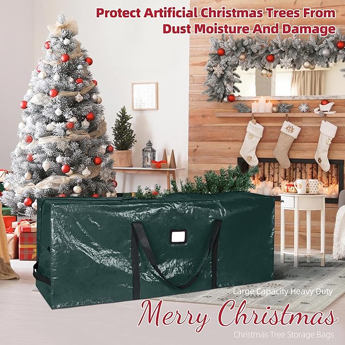Large Christmas Tree Storage Bags Heavy Duty Tree Bags Holiday Storage Bags Protects From Moisture Or Dust,Alternative To Xmas Tree Storage Box (Green, 7.5 Ft)