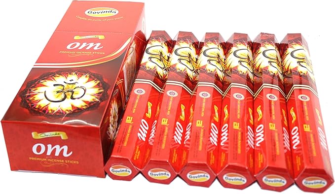 Govinda Incense - 120 Incense Sticks, Premium Incense, Masala Coated (OM)