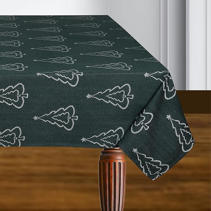 Urban Villa Table Cloth for Cristmas Tabletop Cover Kitchen Dining Tablecloth 100% Cotton Great Parties Wedding Holiday Jacquard Tree Rectangle 60X102 Inches 8-10 Seats Table Cloth