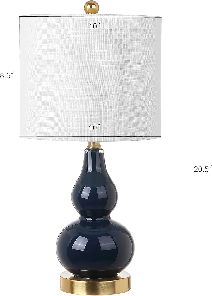 JONATHAN Y JYL1028F Anya 20.5" Mini Glass LED Table Lamp, Transitional, Glam, Midcentury, Modern, Elegant, Office, Living Room, Family Room, Dining Room, Bedroom, Hallway, Foyer, Navy