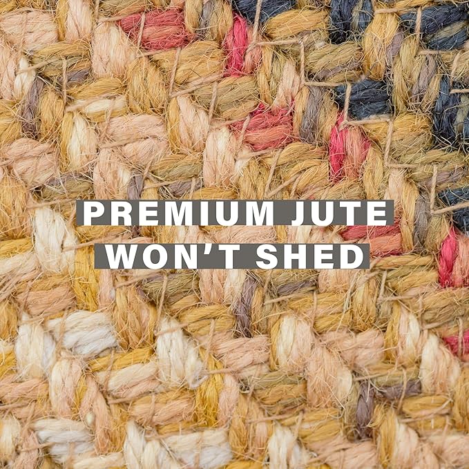 Homespice Russet Braided Oval Area Rugs 4x6' - Ideal as Jute Braided Multi Color Rugs for Living Room and Bedroom