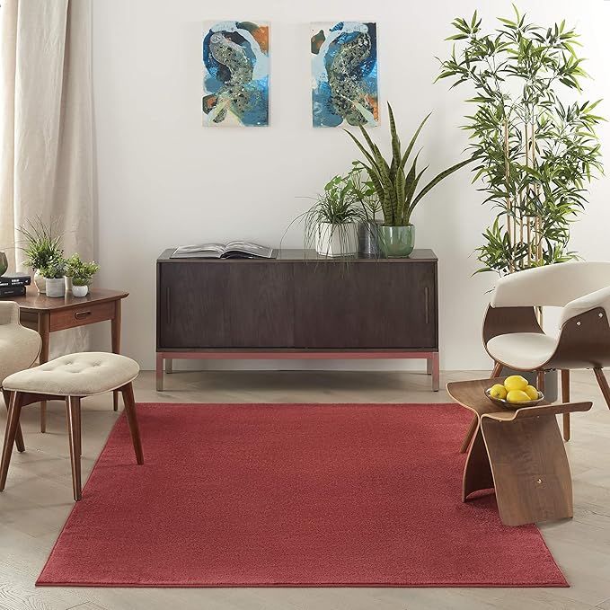 Nourison Essentials Indoor/Outdoor Brick Red 6' x 9' Area Rug, Easy Cleaning, Non Shedding, Bed Room, Living Room, Dining Room, Backyard, Deck, Patio (6x9)