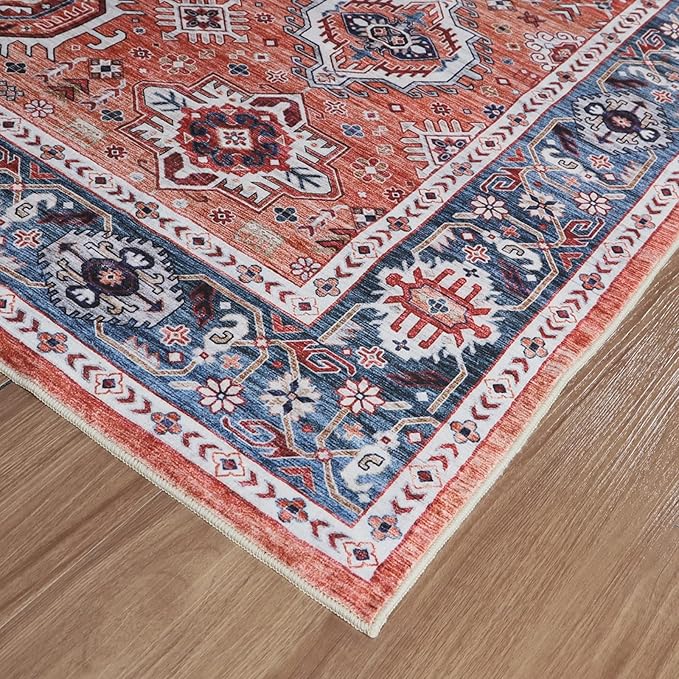 Dripex 9x12 Area Rugs - Stain Resistant Washable Rug Distressed Rugs for Living Room Dining Room Bedroom Anti-Slip Low-Pile and Soft Accent Rug Farmhouse Office Home Decor, Pet & Child Friendly