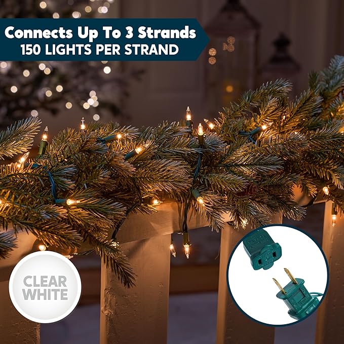 Joiedomi Clear Christmas String Lights Indoor,150 Count Mini White Fairy Light,31.2FT Lighting Decor for Patio Dorm Classroom Bedroom Holiday Wedding Party Garland Birthday Festival,Green Wire