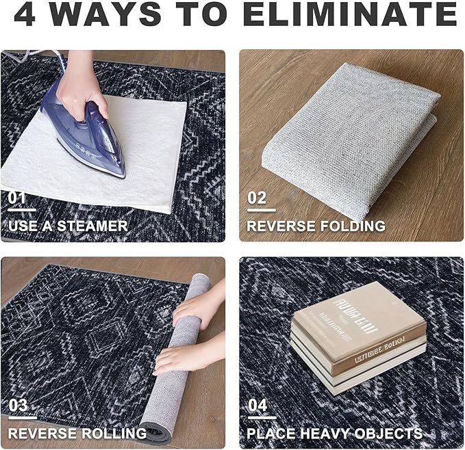 KILOCOCO Boho Entryway Rug 2x3 Printed Small Area Rug Indoor Door Mat Machine Washable Kitchen Rugs Super Soft Non Slip Throw Rugs for Bedroom Entrance Geometric Laundry Room, Black/Navy