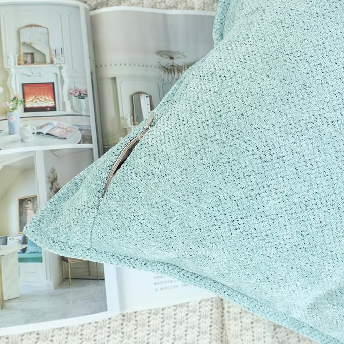 OYIMUA Soft Textured Decorative Throw Pillow Covers 18x18 Turquoise Blue Chenille Square Accent Solid Cushion Cover Cozy Farmhouse Pillow Cases for Couch Sofa Bedroom Living Room