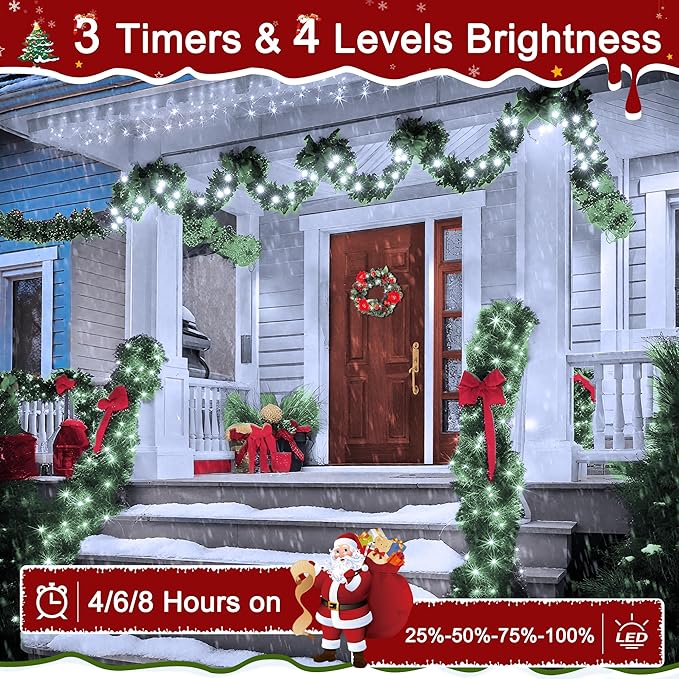 394FT 1200 LED Christmas Lights Outdoor, White Christmas Tree Lights Plug in, 8 Modes Twinkle String Light for Bedroom Wedding Party Ceiling Xmas Home Decoration