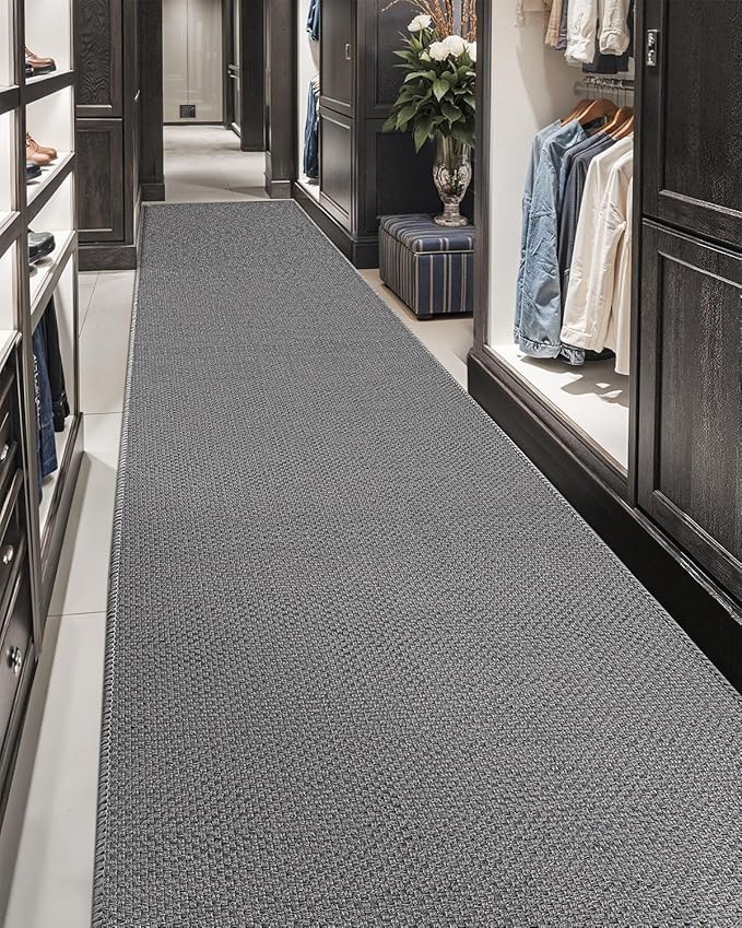 Color&Geometry Door Mat 3'x8' Runner Rug with Rubber Backing, Non Slip Washable Hallway Rug, Carpet Runners for Hallway Living Room Bedroom, Light Grey (Rolled-up NO Creases)