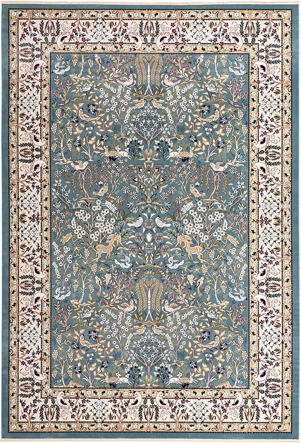Unique Loom Narenj Collection Area Rug - Bristol (10' x 14' 1" Rectangle, Blue/ Beige)