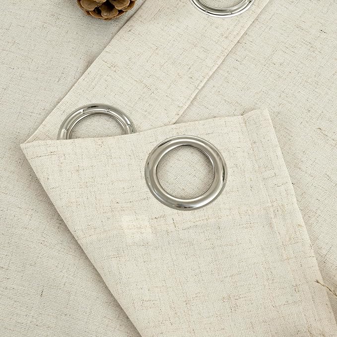 YoungsTex Beige Linen Semi Sheer Curtains 54 Inches Length for Short Windows, Light Filtering Drapes with Grommet Rustic Privacy for Bathroom Kitchen Bedroom, 2 Panels, 52 X 54 Inch