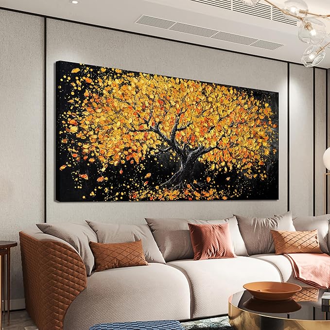 Dimpaga Canvas Wall Art Decor Artwork for Walls Black and Gold Wall Art Decor Tree of Life Wall Art Pictures for Living Room Modern Tree Wall Art Prints Art Work for Home Office Wall Decor 20" X 40"
